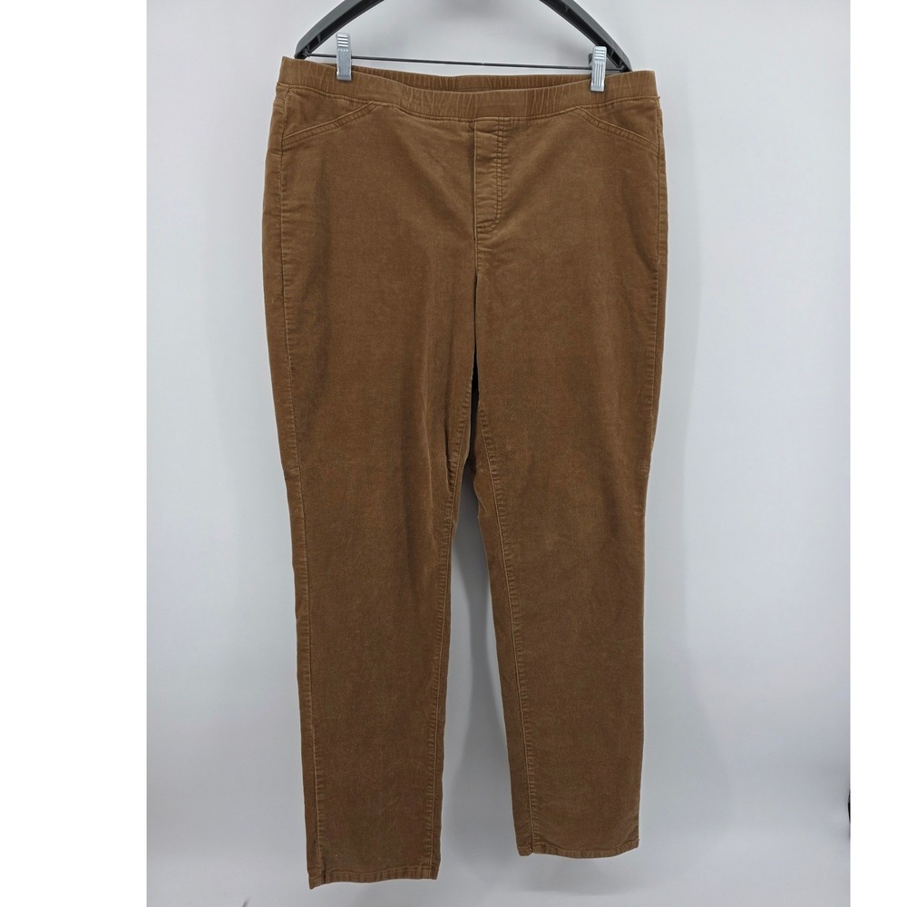 J.Jill Womens Tall Large Tan Camel Corduroy Pull On Stretch Straight Leg Pants